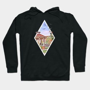 Town Square at Spring - Digital Art - Diamond Frame - Black - Gilmore Hoodie